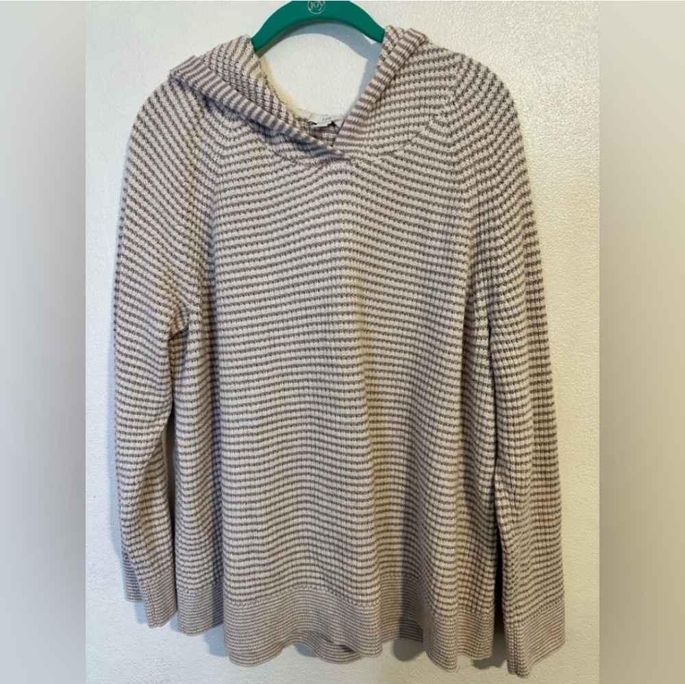 J. Jill Cream and Brown V-Neck Sweater